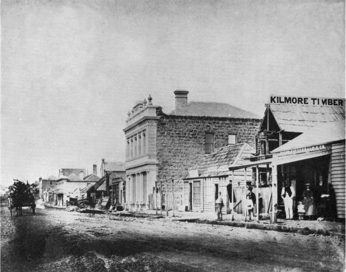 Streetscape in Kilmore, with ‘Kilmore Timber’ [photograph]