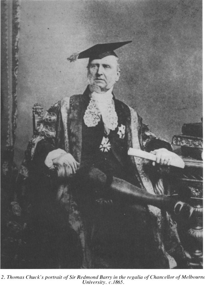 2. Thomas Chuck’s portrait of Sir Redmond Barry in the regalia of Chancellor of Melbourne University. c.1865. [photograph]