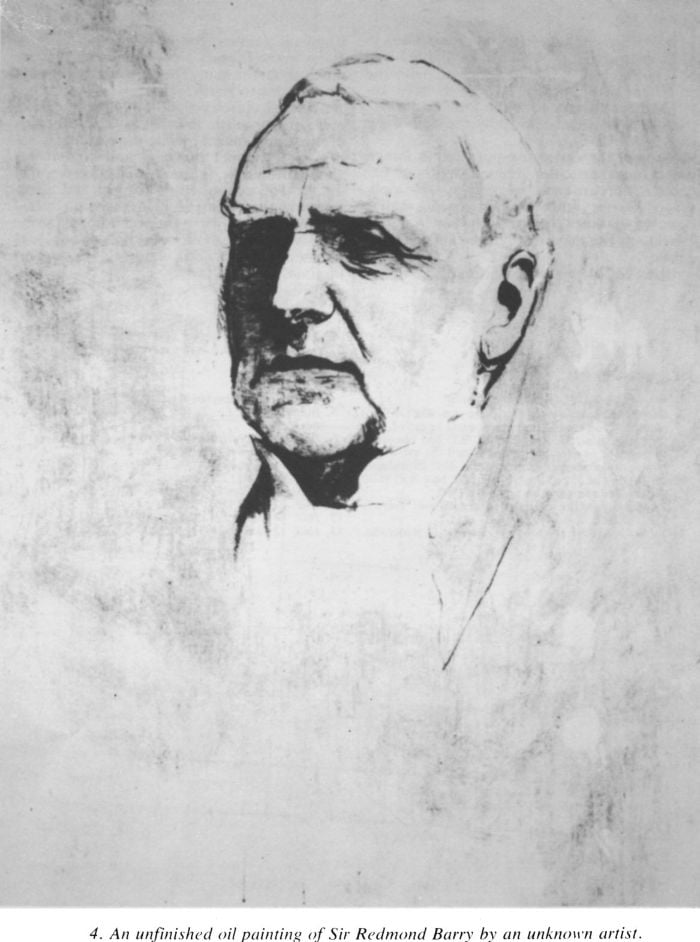 4. An unfinished oil painting of Sir Redmond Barry by an unknown artist. [painting]