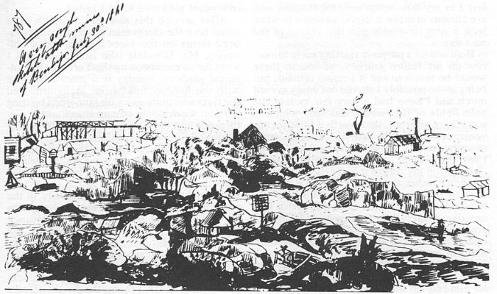 Edward Young’s “A very rough sketch of the mines of Bendigo July 30th 1861”. [page]