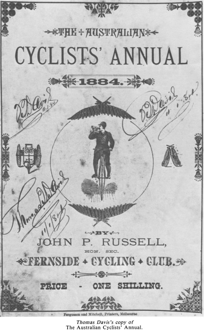 Thomas Davis’s copy of The Australian Cyclists’ Annual. 1884 [title page]