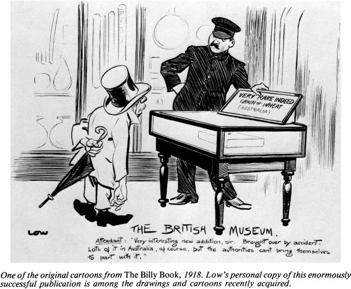 One of the original cartoons from The Billy Book, 1918. Low’s [David Low] personal copy of this enormously successful publication is among the drawings and cartoons recently acquired. [cartoon]