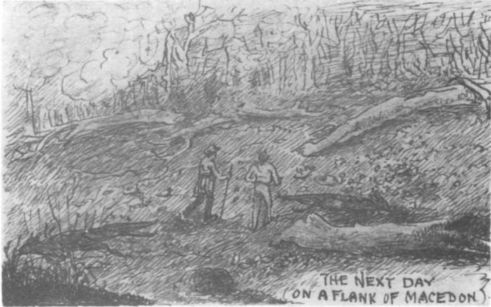 Sketch from diary of George Gordon McCrae 1851, “the next day (on a flank of Macedon)”. [drawing]