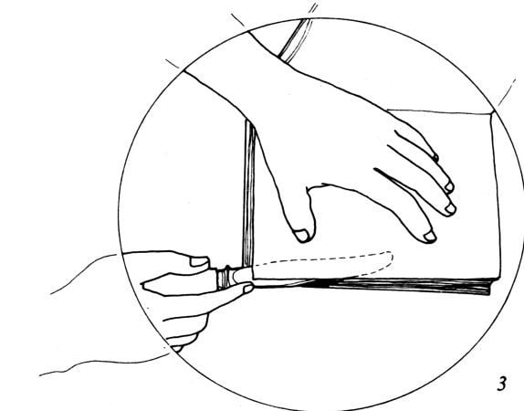Fig. 3 Diagram showing opening uncut pages with a knife