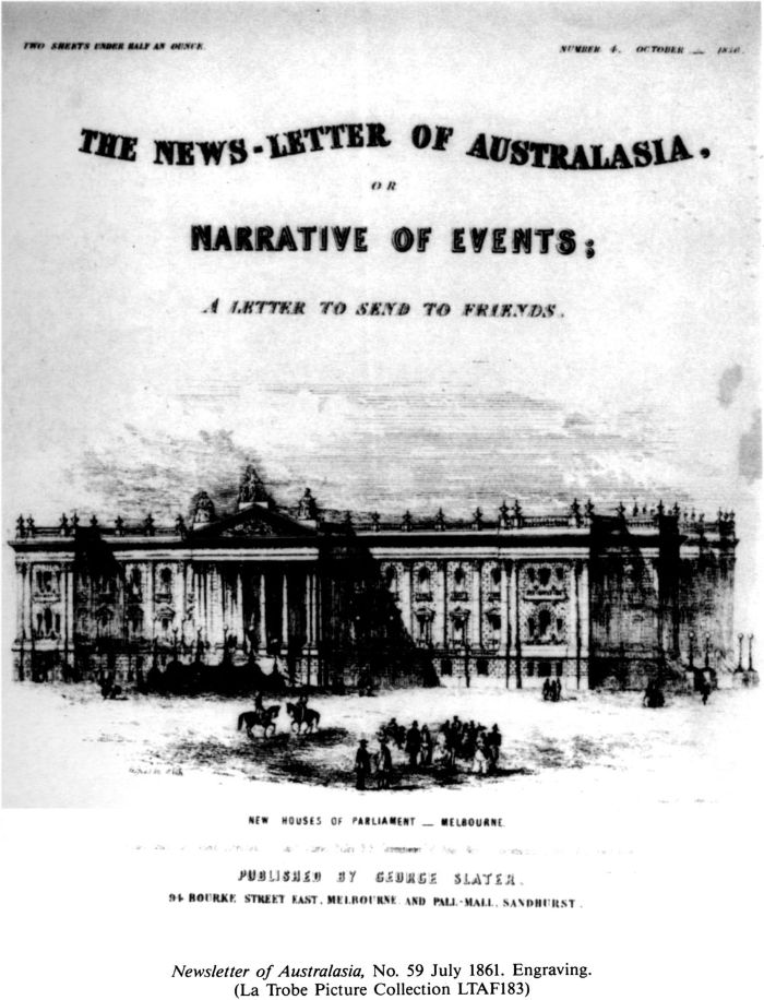 Newsletter of Australasia, No. 59 July 1861. Engraving. (La Trobe Picture Collection LTAF183) [engraving]