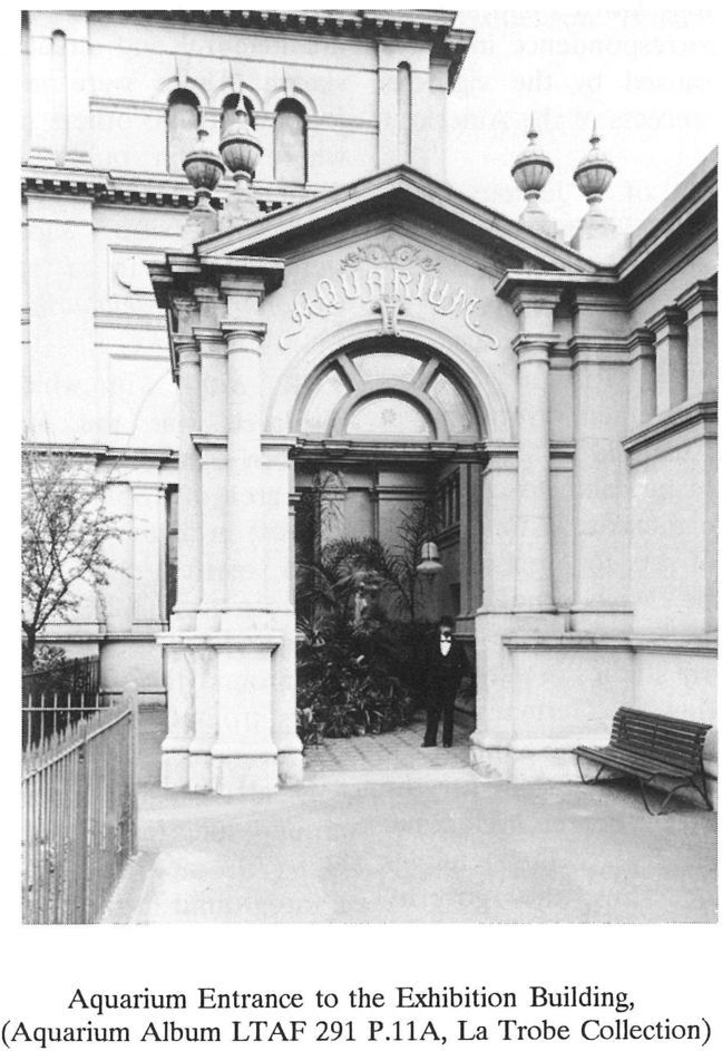 Aquarium Entrance to the Exhibition Building, (Aquarium Album LTAF291 P.11A, La Trobe Collection) [photograph]