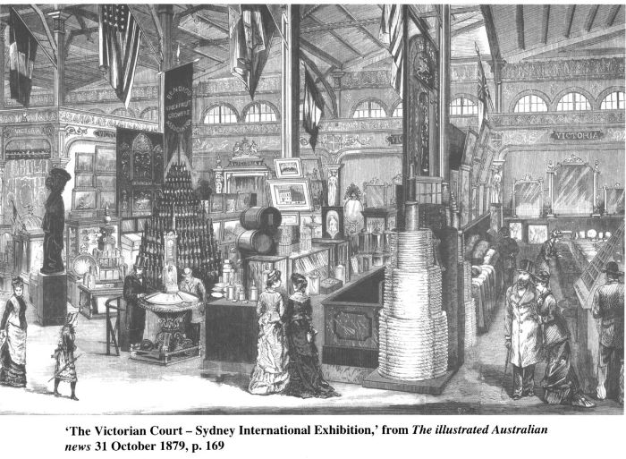 ‘The Victorian Court – Sydney International Exhibition,’ from The illustrated Australian news 31 October 1879, p.169. [illustration]