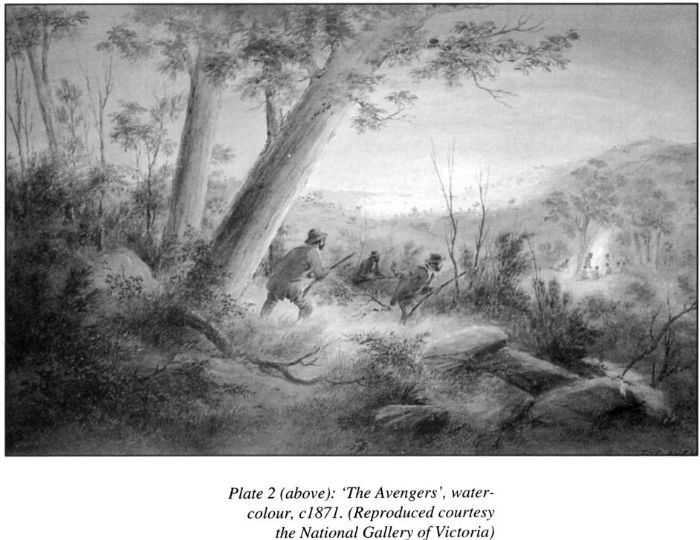 Plate 2 (above): ‘The Avengers’, watercolour, c1871. (Reproduced courtesy of the National Library of Australia) [watercolour]