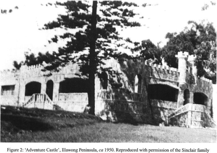 Figure 2: ‘Adventure Castle’, Illawong Peninsula, ca 1950. Reproduced with permission of the Sinclair family. [photograph]