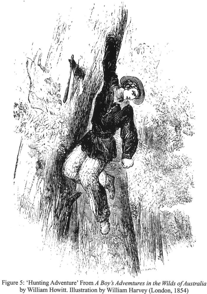 Figure 5: ‘Hunting Adventure’ From A Boy’s Adventures in the Wilds of Australia by William Howitt. Illustration by William Harvey (London, 1854) [illustration]