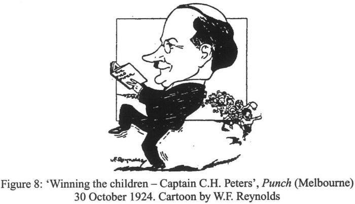 Figure 8: ‘Winning the children – Captain C. H. Peters’, Punch (Melbourne) 30 October 1924. Cartoon by W. F. Reynolds. [cartoon]