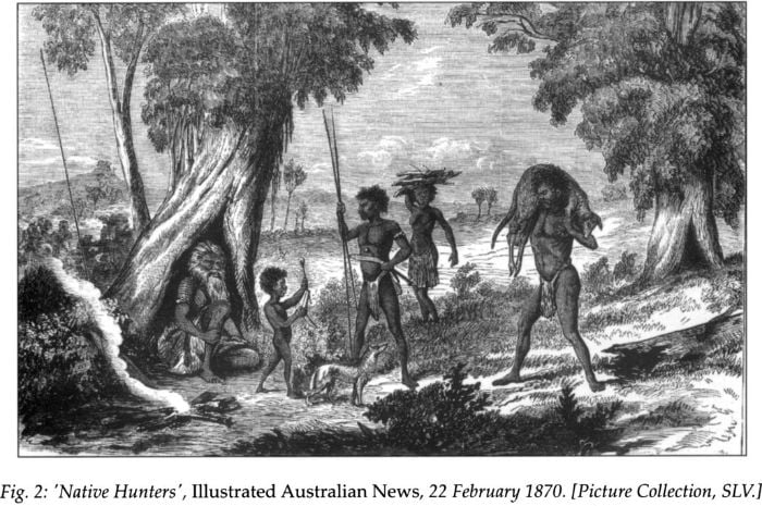 Fig 2: ‘Native Hunters’, Illustrated Australian News 22 February 1870. [Picture Collection, SLV] [print]