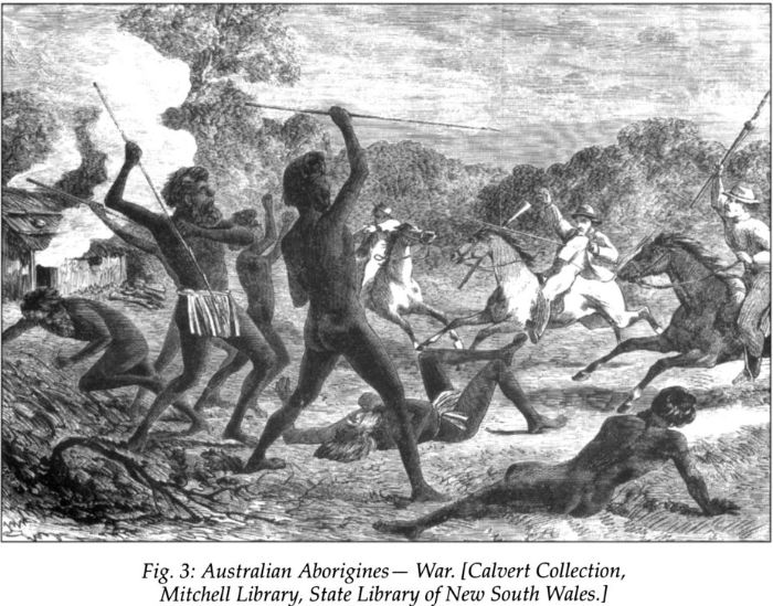 Fig 3: Australian Aborigines – War. [Calvert Collection Mitchell Library, State Library of News South Wales] [print]