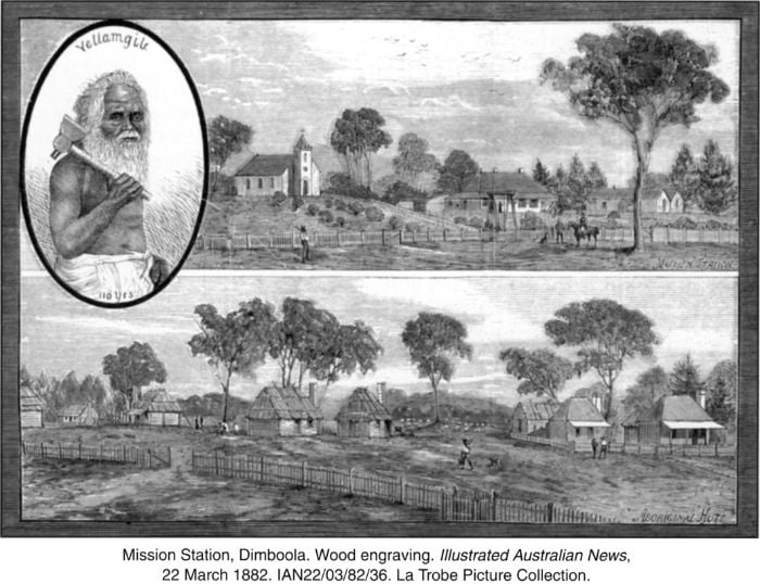 Mission Station, Dimboola. Wood engraving. Illustrated Australian News, 22 March 1882. IAN22/03/82/36. La Trobe Picture Collection. [wood engraving]