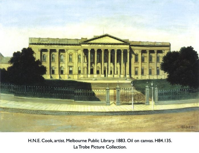 H.N.E. Cook, artist. Melbourne Public Library. 1883. oil on canvas. H84.135. La Trobe Picture Collection. [painting]