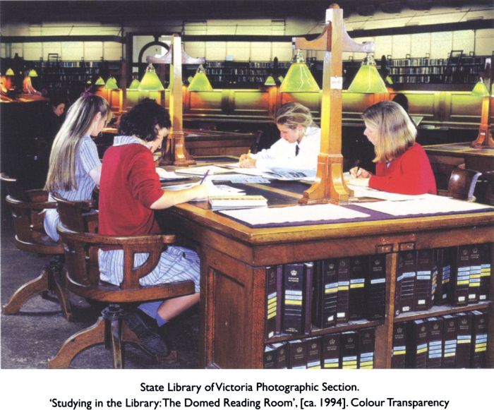 State Library of Victoria Photographic Section. 'Studying in the Library: The Domed Reading Room', [ca. 1994]. Colour Transparency [photograph]