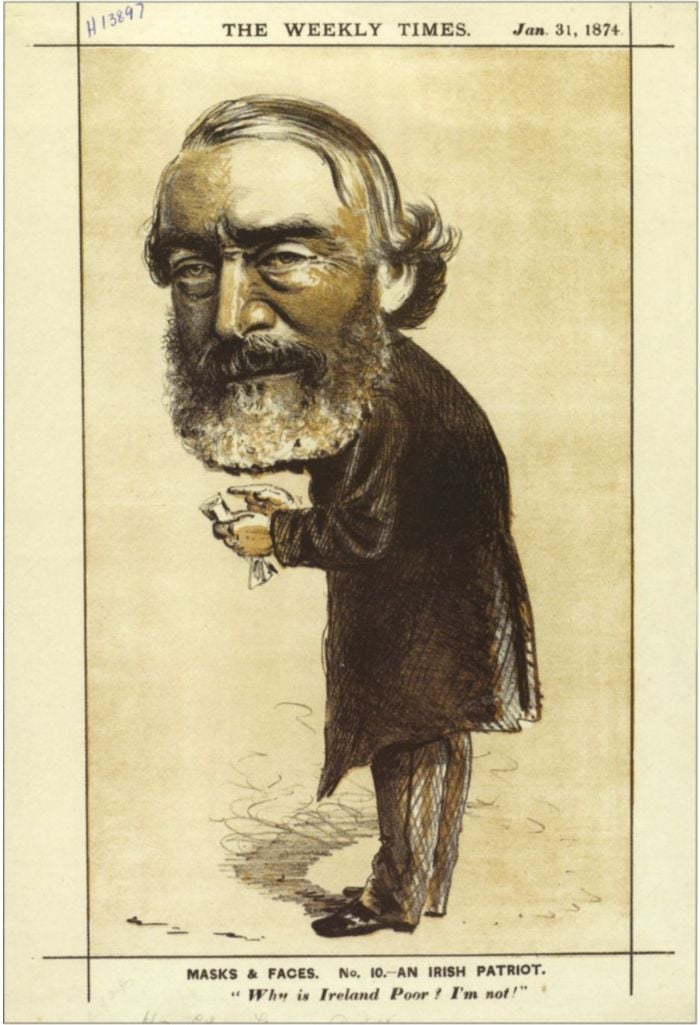 Caricature of Sir Charles Gavan Duffy. Wood engraving. 31 January 1874. Weekly Times.  [wood engraving]