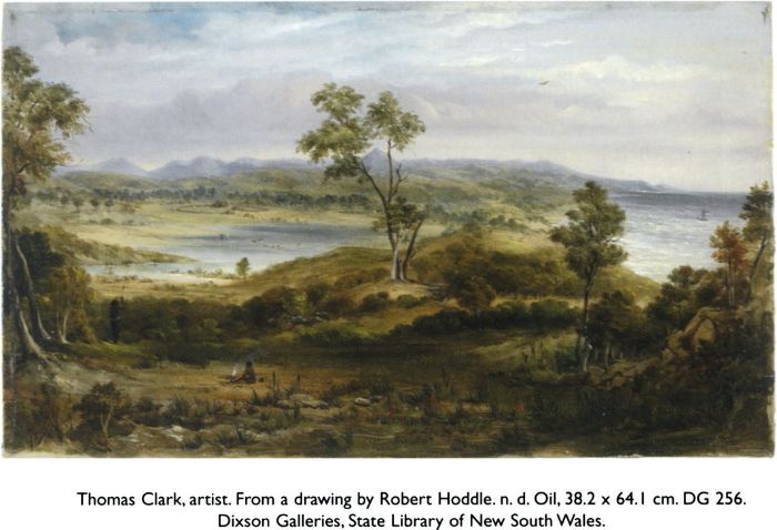 Thomas Clark, artist. From a drawing by Robert Hoddle. n. d. Oil, 38.2 × 64.1 cm. DG 256. Dixson Galleries, State Library of New South Wales.  [oil painting]
