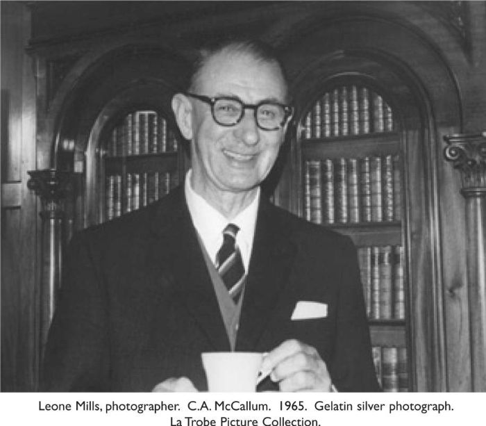 Leone Mills, photographer. C.A. McCallum. 1965. Gelatin silver photograph. La Trobe Picture Collection. [photograph]