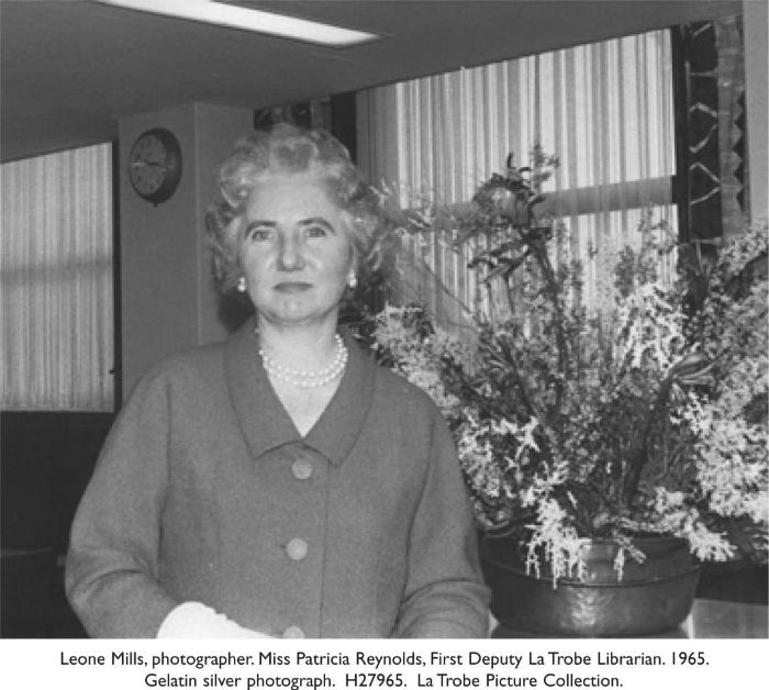 Leone Mills, photographer. Miss Patricia Reynolds, First Deputy La Trobe Librarian. 1965. Gelatin silver photograph. H27965. La Trobe Picture Collection. [photograph]