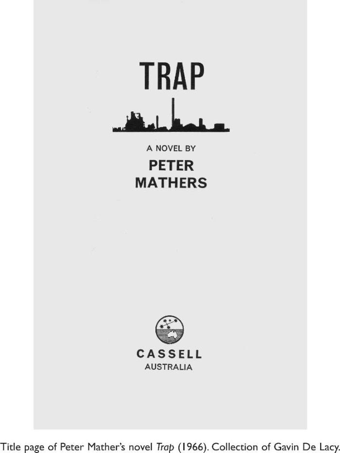 Title page of Peter Mather’s novel Trap (1966). Collection of Gavin De Lacy. [book title page]
