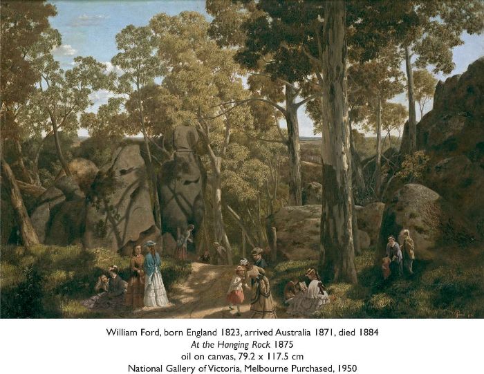 William Ford (born England 1823, arrived Australia 1871, died 1884), At the Hanging Rock, 1875, oil on canvas, 79.2 x 117.5 cm, National Gallery of Victoria, Melbourne Purchased, 1950 [oil painting]