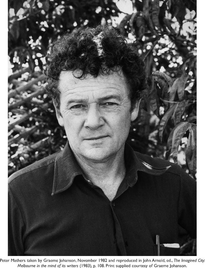 Photograph of Peter Mathers taken by Graeme Johanson, November 1982 and reproduced in John Arnold, ed., The Imagined City: Melbourne in the mind of its writers (1983), p. 108. Print supplied courtesy of Graeme Johanson. [photograph]