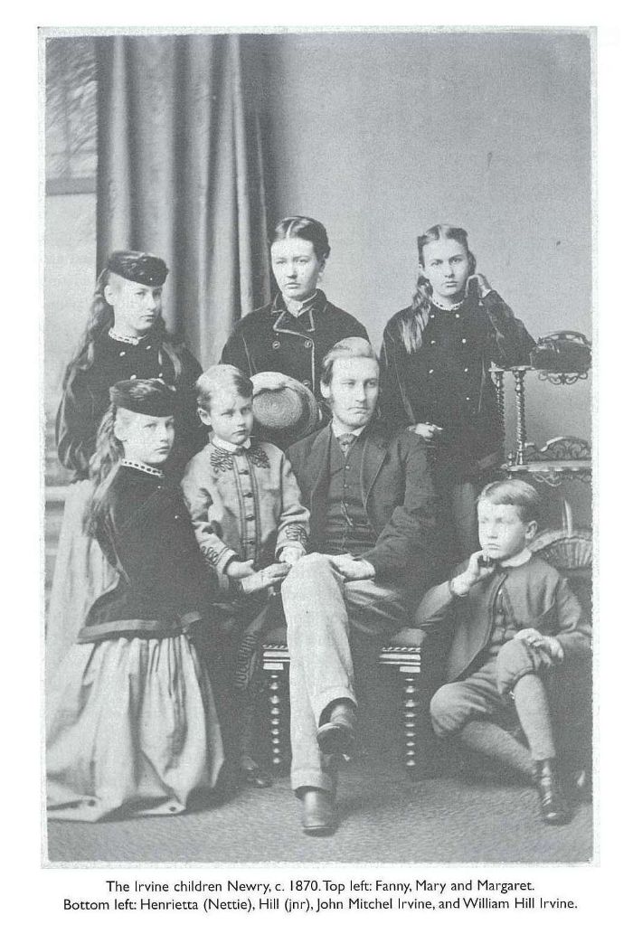 The Irvine children Newry, c. 1870. Top left: Fanny, Mary and Margaret. Bottom left: Henrietta (Nettie), Hill (jnr), John Mitchel Irvine, and William Hill Irvine. [photograph]