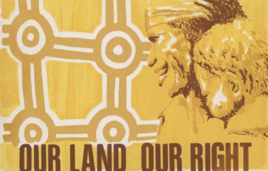 Our land our right Red Letter Press, ca. 1980-1991 Colour screenprint postcard on white card H2004.32/27, Pictures Collection [poster]