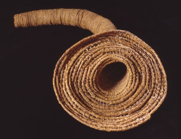 Figure 14 A 1.5m-long eel trap basket from Lake Condah, collected by A. S. Kenyon 1910. SAM #A6431 Courtesy: Aboriginal Ethnographic Collection, South Australia Museum. [photograph]