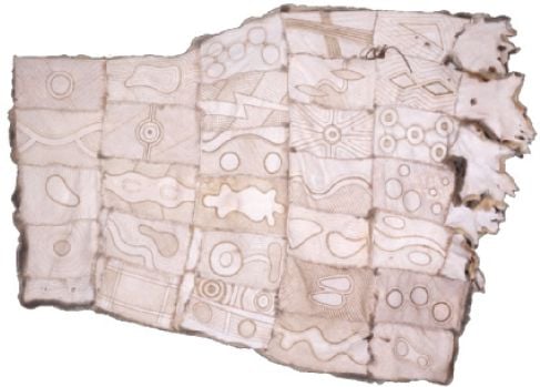 Figure 6 Dhauwurd wurrung cloak, Possum Skin Cloak Project. Copyright Michael Carver. [possum skin cloak]
