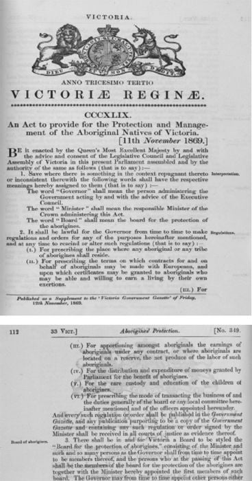 Section of the 1869 Aborigines’ Protection Act [legal act document]
