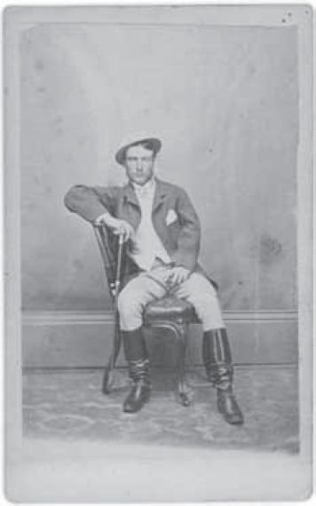 Marcus Clarke in riding gear, c. 1866. Photographer unknown, albumen silver carte-de-visite. Picture Collection, H2009.131. [photograph carte-de-visite]