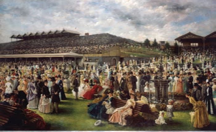 Carl Kahler, ‘The Lawn at Flemington on Melbourne Cup Day’. Oil painting, 1887. Victoria Racing Club Collection. [oil painting]