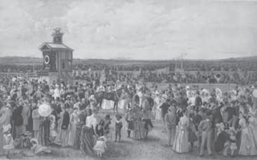 Photogravure print of ‘The Derby Day at Flemington’ produced in 1890 by Pfaff Pinschof and Co. [photogravure print]