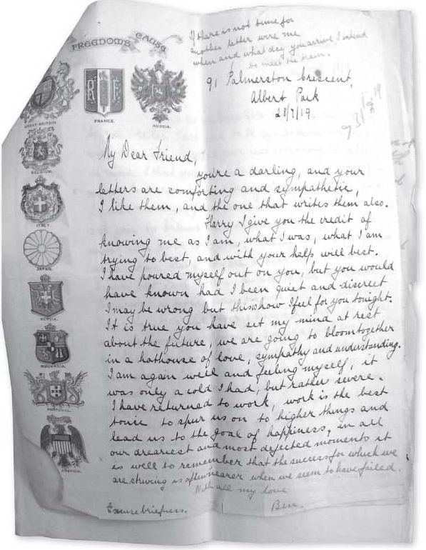Letter from Ben Morris to Harry Bruin, 28 July 1919. PRO VPRS 30: Criminal Trial Briefs 1920/10. [Letter]