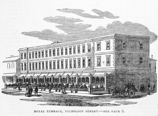 Royal Terrace, Nicholson Street, Fitzroy. Wood engraving by John Gill, Illustrated Melbourne Post, 26 July 1862. [Wood engraving]