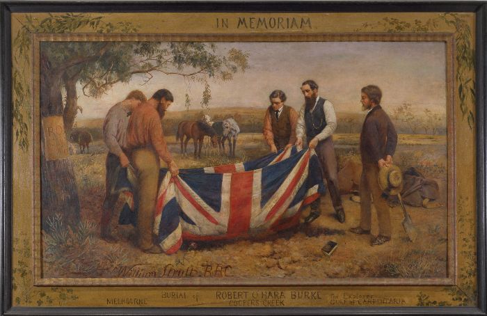 William Strutt (1825-1915), ‘The Burial of Burke’. Oil on canvas, 1911. 122.0 x 204.0 cm. [Oil painting]