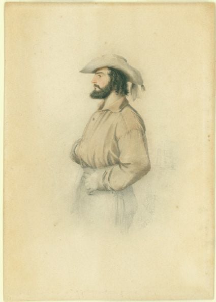 L. Becker, c. 1855. Pencil and watercolour by William O’Dell Burrowes. [Pencil, watercolour]