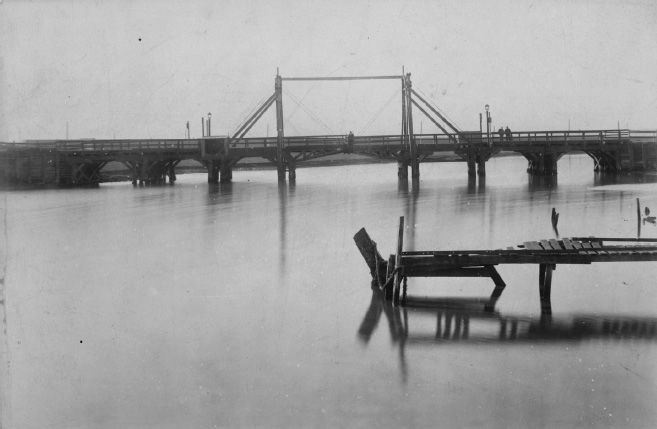 Lynch’s Bridge on the Maribyrnong River. Photograph by Charles Rudd, c. 1900. [Photograph]
