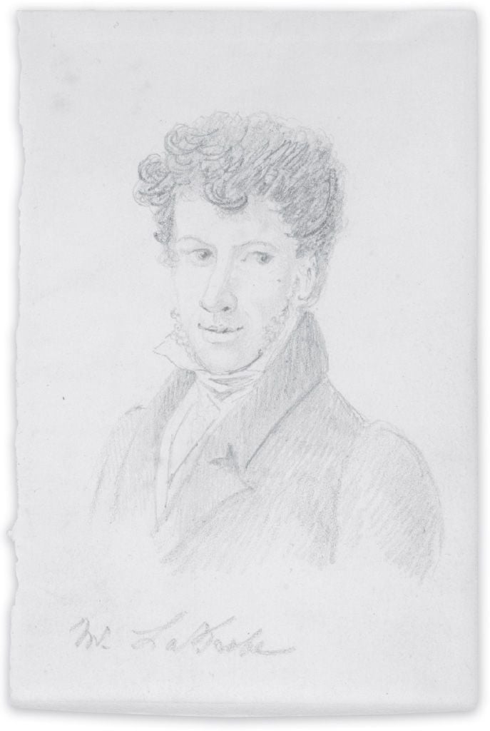 Mr La Trobe Unsigned pencil drawing of Charles Jospeh La Trobe as a young man by, c. 1830. [Pencil drawing]