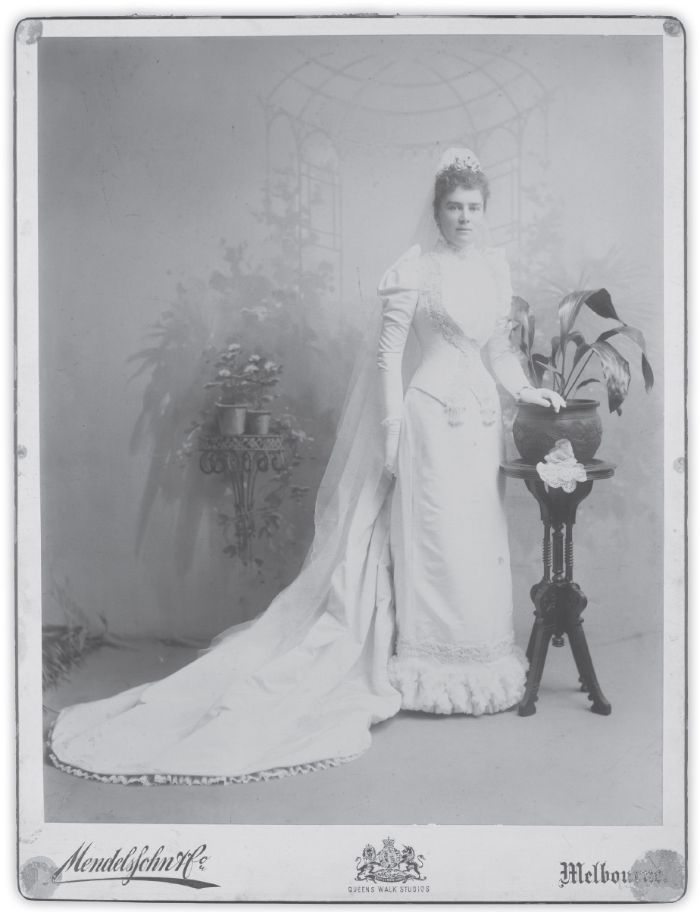 Marion Ruth Henty photographed in her wedding gown by Mendelssohn & Co, 1892. [Photograph]